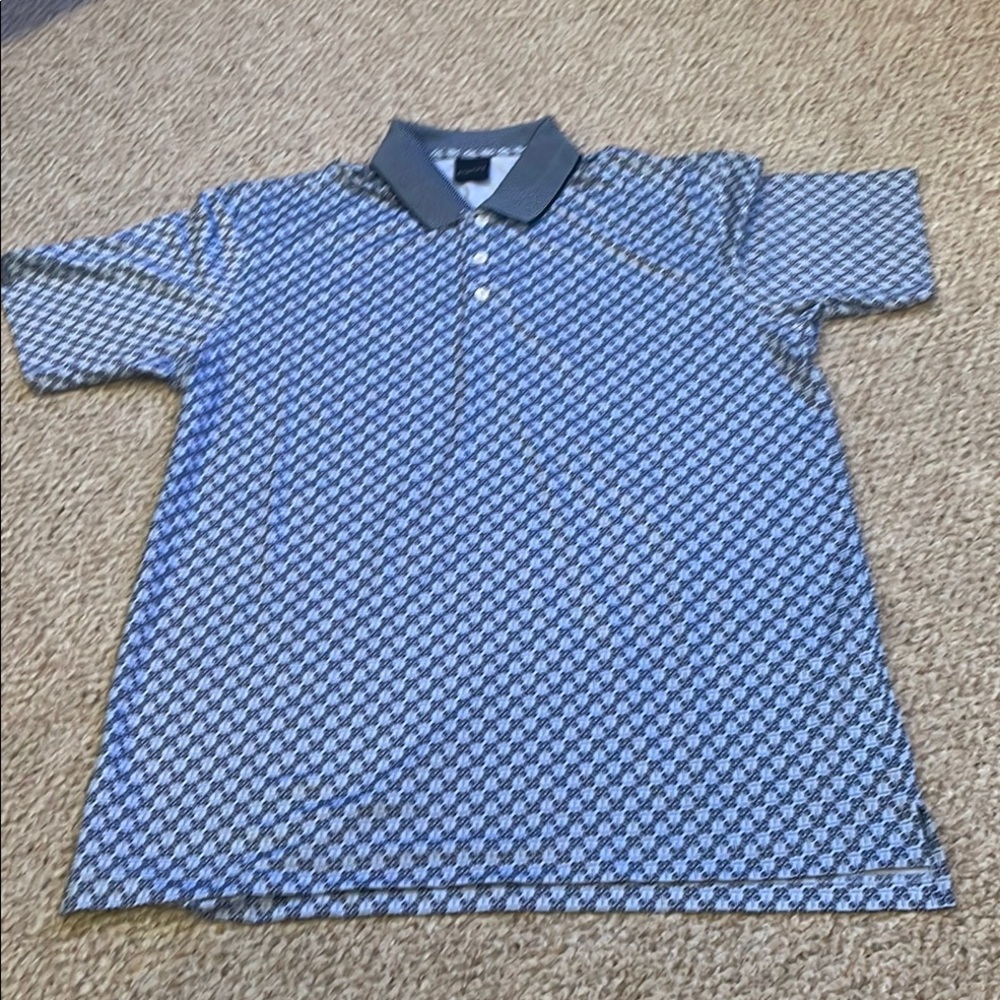Dunning golf Blue Patterned Polo Shirt NWOT